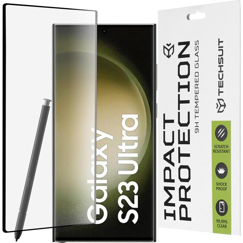 Techsuit - 111D Full Cover / Full Glue Glass / 3D Curved Screen - Samsung Galaxy S23 Ultra - Black (Samsung Galaxy S23 Ultra), Pellicola protettiva sm