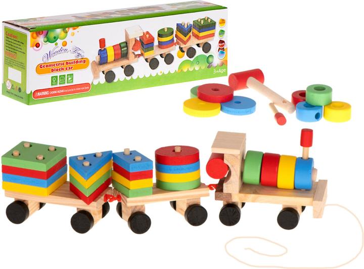 Actual product image Ikonka Wooden fun sorter puzzle train locomotive + wagons 30cm (1 pieces)