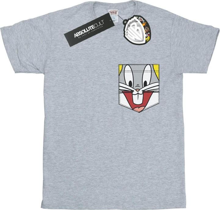 Immagine prodotto Looney Tunes Bugs Bunny Face Faux Pocket Maglietta Ragazzi (140, 146)