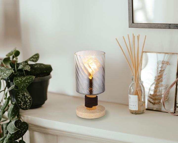 Produktbild Globo Osborne E27 Tischleuchte 40W Travertine-Optik, Beton Ø12cm 15777T (E27)