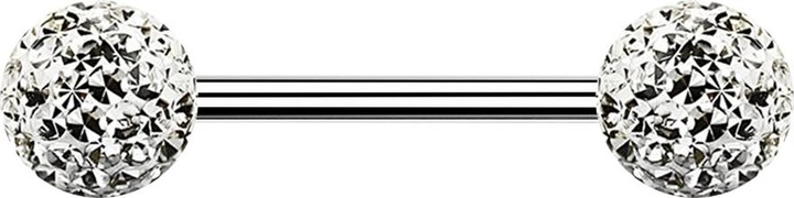 Image du produit Star Piercing Micro Barbell argenté avec deux boules argenté Protection époxy (Acier chirurgical 316L, sans laiton)