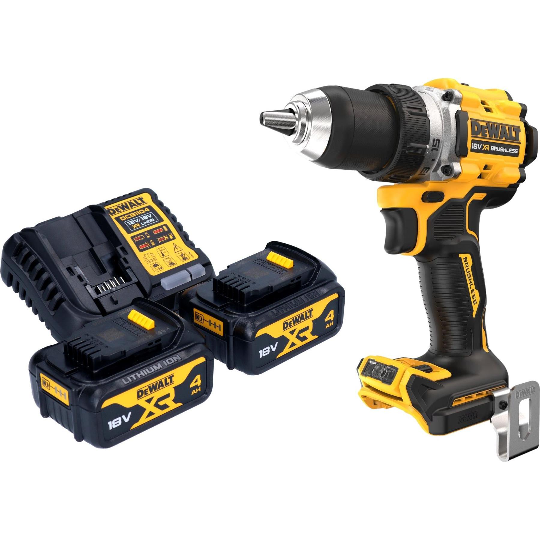 DeWalt, Bohrmaschine + Akkuschrauber, DCD 800 M2 Akku Bohrschrauber 18 V 90 Nm Brushless + 2x Akku 4,0 Ah + Ladegerät