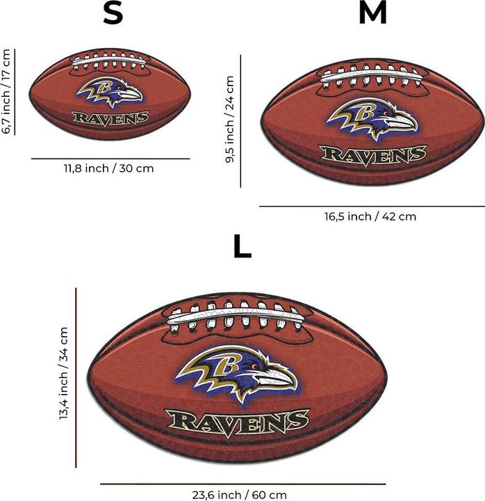 Produktbild Iconic NFL - Baltimore Ravens – Football mit Logo - Holz Puzzle Grösse M (270 Teile) (270 Teile)