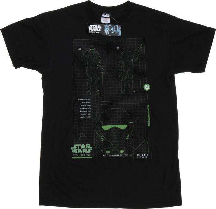 Actual product image Star Wars Mens Rogue One Death Trooper Schematic T-Shirt (M)