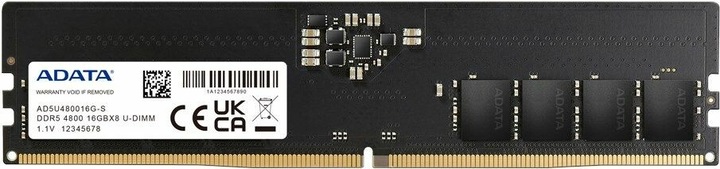 Produktbild Adata DDR5 PC 4800 CL16 Value (1 x 16GB, 4800 MHz, DDR5-RAM, DIMM)