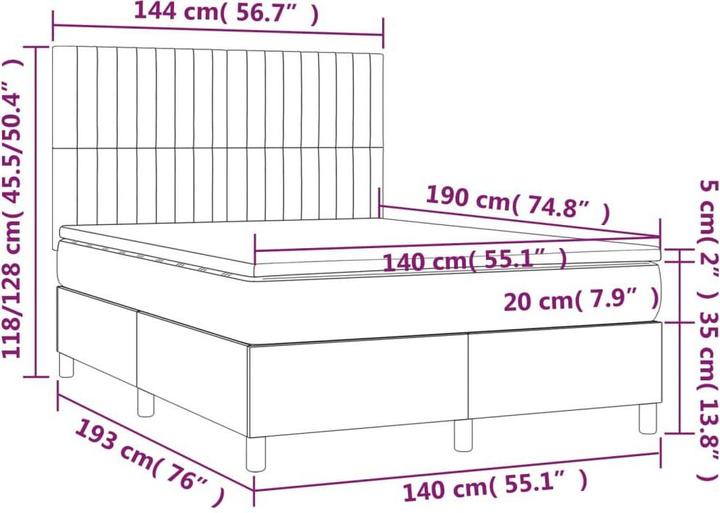 Actual product image vidaXL Boxspringbett (140 x 190 cm)