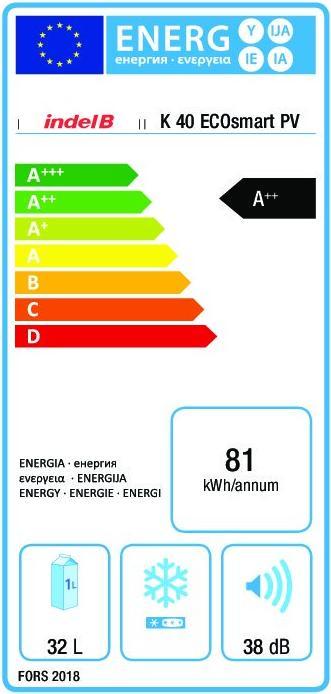 Energie-Label Indel B B Minibar Smart System K-40 PV ECOSMART (40 l)