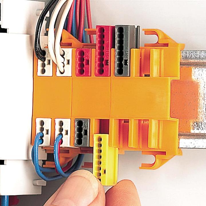 Actual product image Wago Micro Push-Wire Connector For Junction Boxes 4-Conductor Terminal Block, Dark Grey