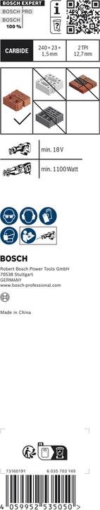 Produktbild Bosch Professional Zubehör EXPERT ‘Hollow Brick’ S 1543 HM Säbelsägeblatt, 3 Stück