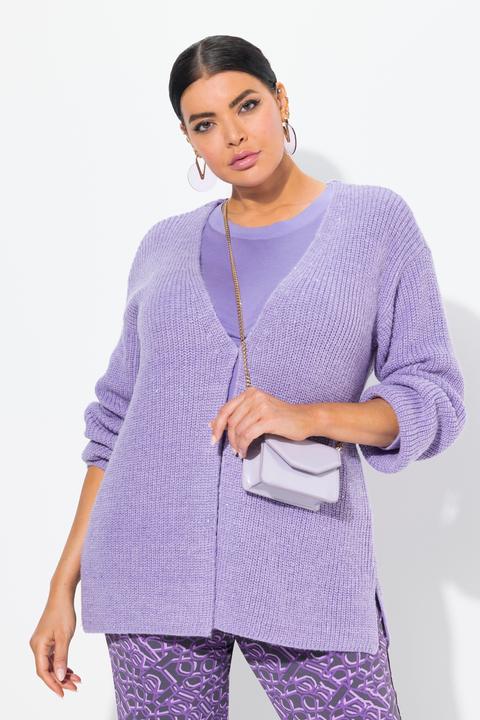 Immagine prodotto Ulla Popken Cardigan dal taglio oversize in maglia a coste con scollo a V e paillettes (54)