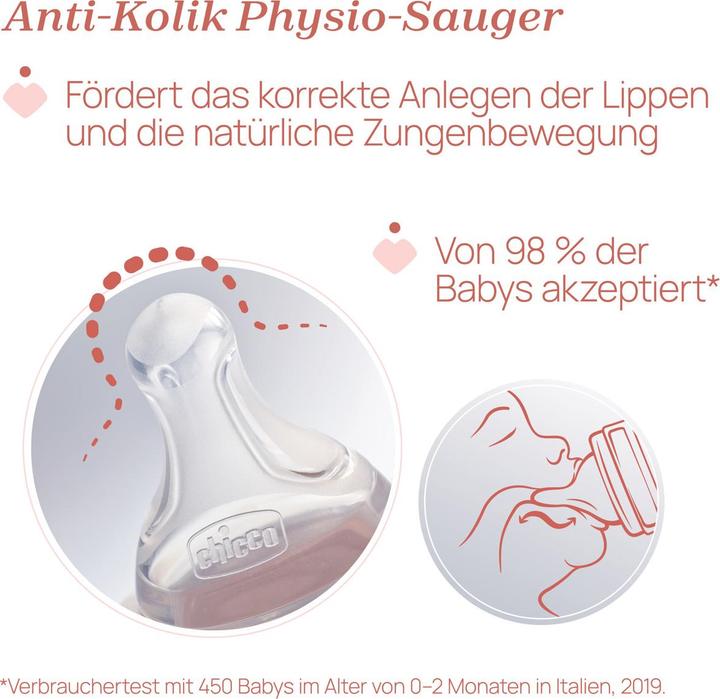 Productafbeelding Chicco Babyfläschchen PERFECT5 PP 300ml Sauger Silikon schneller Fluss DRAFT BLUE 4m+ (300 ml)