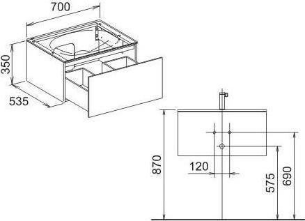 Actual product image Keuco Vanity unit EDITION 11 700x350x535mm trü (70 x 53.5 x 35 cm)