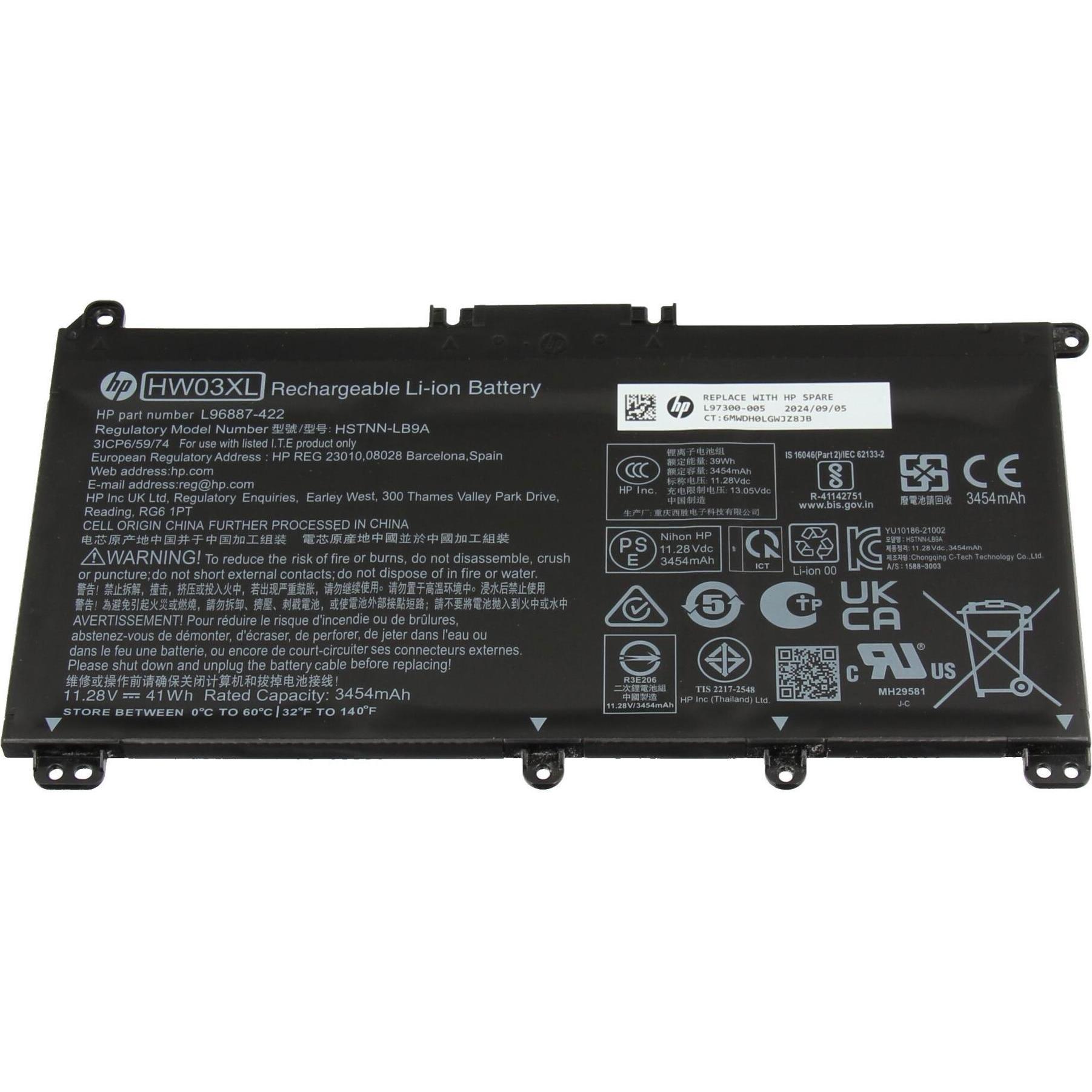 HP L97300-005 (3 Zellen, 3440 mAh), Notebook Akku