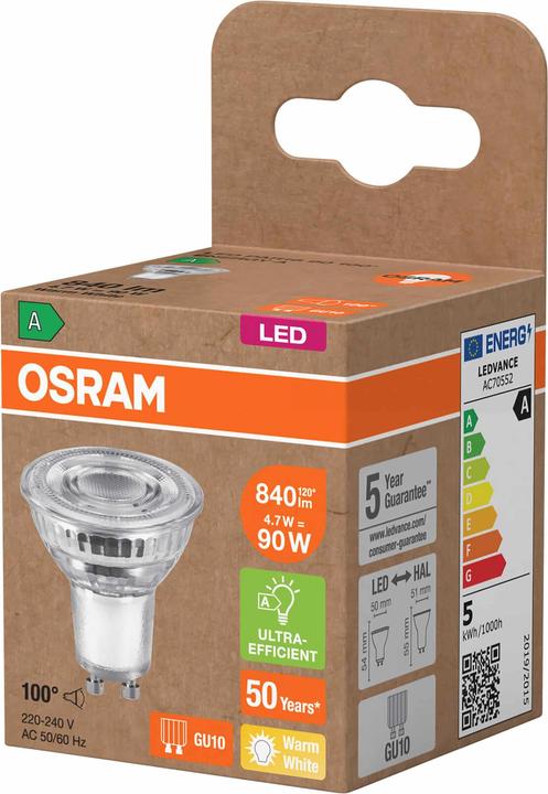 Produktbild Osram 4099854267840 LED-Reflektorlampe EEK A - G GU10 Reflektor (GU10, 4.70 W, 840 lm, 1 x, A)