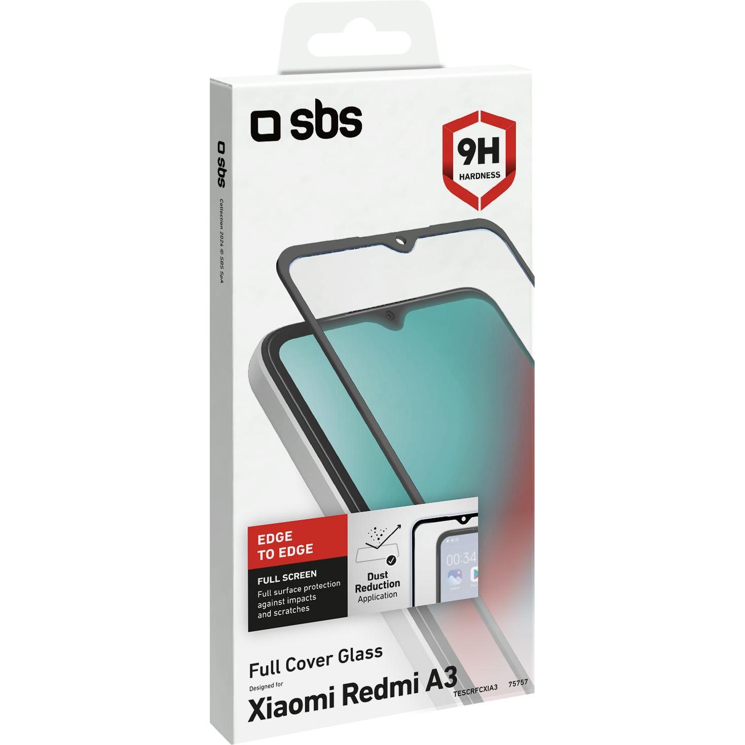 Thumbnail - SBS Glas Displayschutz Full Cover für Xiaomi Redmi A3 (1 Stück, Xiaomi Redmi A3), Smartphone Schutzfolie, Transparent