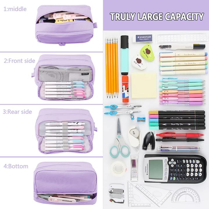 Produktbild Only-Bags.Store Federmäppchen Grosses Fassungsvermögen, 4 Fächer, Federmäppchen Teenager, Federmäppchen