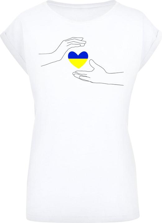 Image du produit Merchcode Ladies Peace - 2 Hand Heart White Extended Shoulder Tee - 161427 (M)