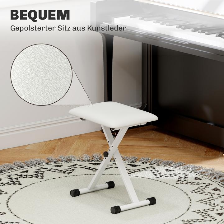 Image du produit Homcom Klavierbank Metall, Kunstleder Weiss