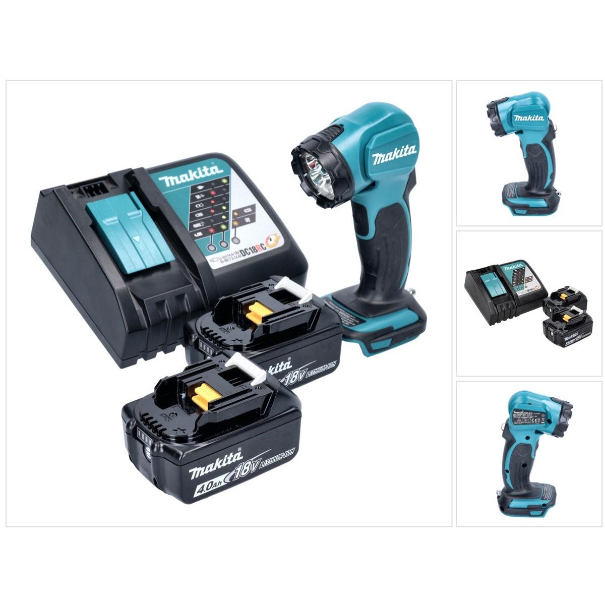 Makita, Arbeitsleuchte, DEADML 815 RM LED Akku Handleuchte 14,4 - 18 V 160 lm + 2x Akku 4,0 Ah + Ladegerät (160 lm)