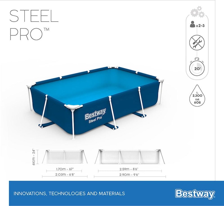 Produktbild Bestway Steel Pro Schwimmbad (259 x 170 x 61 cm)