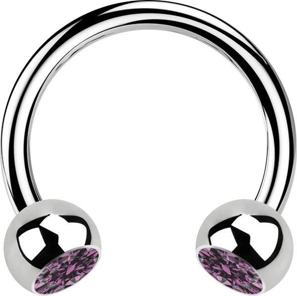 Produktbild Star Piercing Micro Circular Barbell silber mit zwei Kugeln Kristall hellviolett (Chirurgenstahl 316L, ohne Messing)