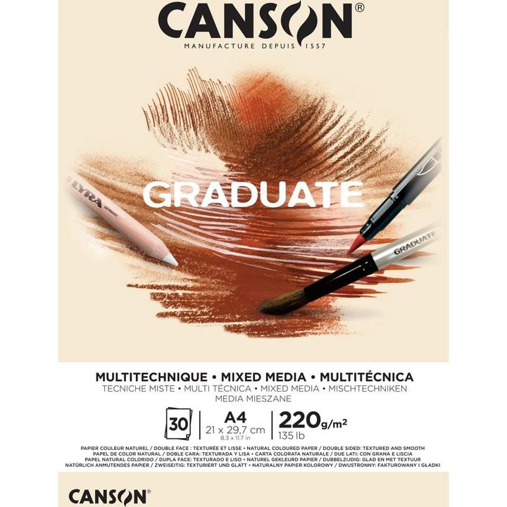 Actual product image Canson Study pad GRADUATE MIXED MEDIA, natural, DIN A4 (A4, Plain, Hardcover)