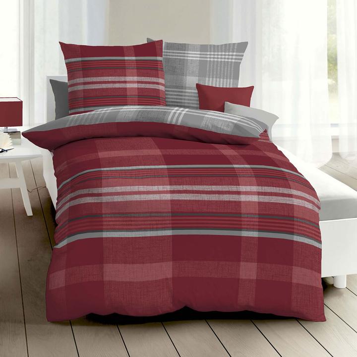 Produktbild Kaeppel Biber Bettwäsche Beyond burgund (Bettwäsche Set, 160x210 cm + 65x100 cm)