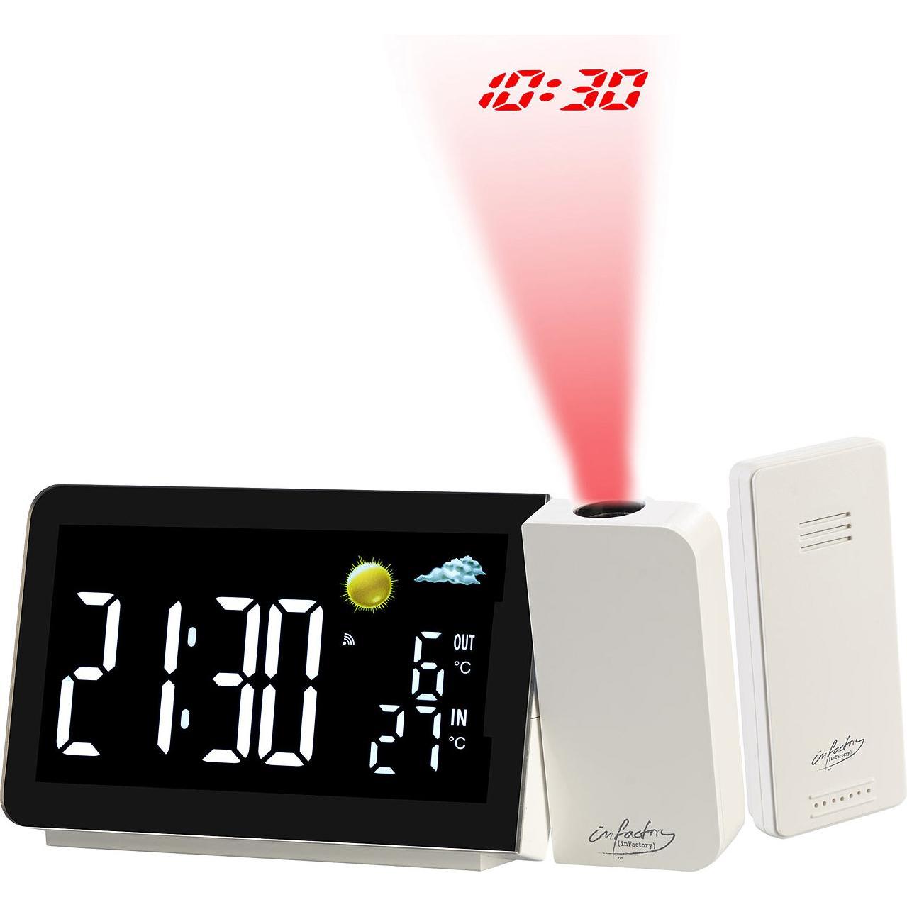 Infactory Funk-Wetterstation mit Projektionswecker, Aussensensor