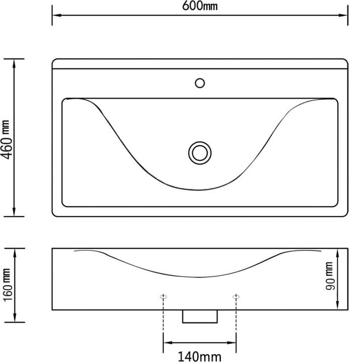 Actual product image vidaXL Becken (460 mm, 600 mm)