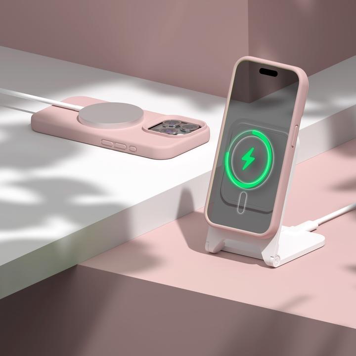 Actual product image Etteri Silicone Mag case for iPhone 12 / 12 Pro 6,1" light pink (Apple iPhone 12)