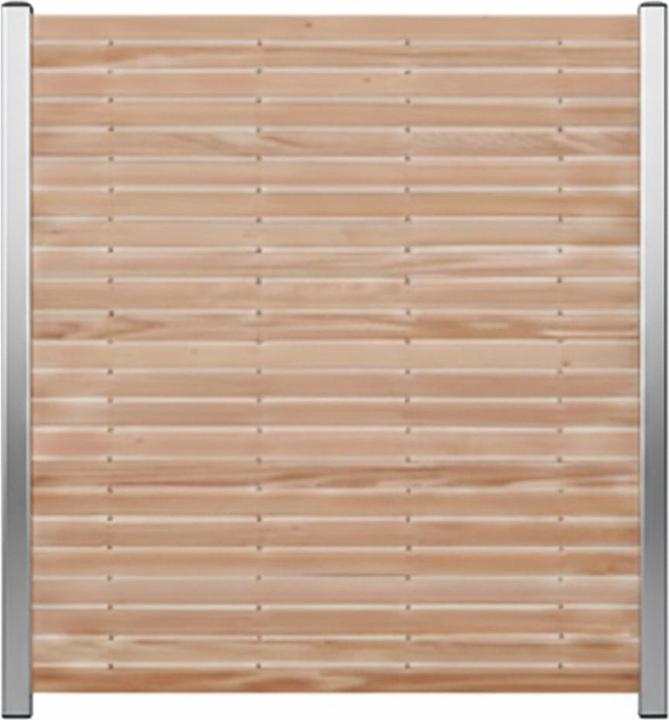 Endorphin -Rhombuszaun Lärche 5 Element 180x180cm 6 silberne Pfosten 7x7x235cm