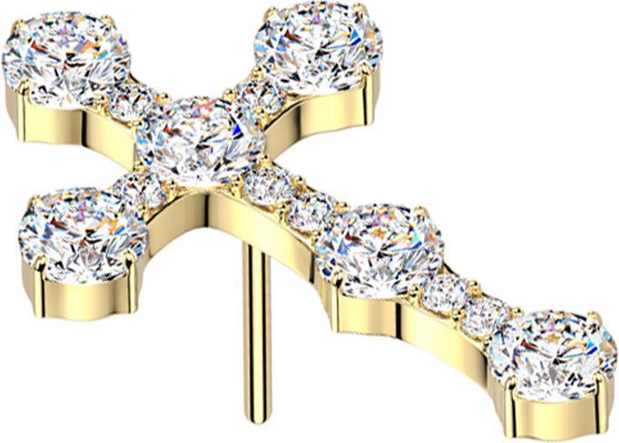 Actual product image Star Piercing Threadless Kreuz gothic vergoldet Kristall silber (without brass, Titanium)