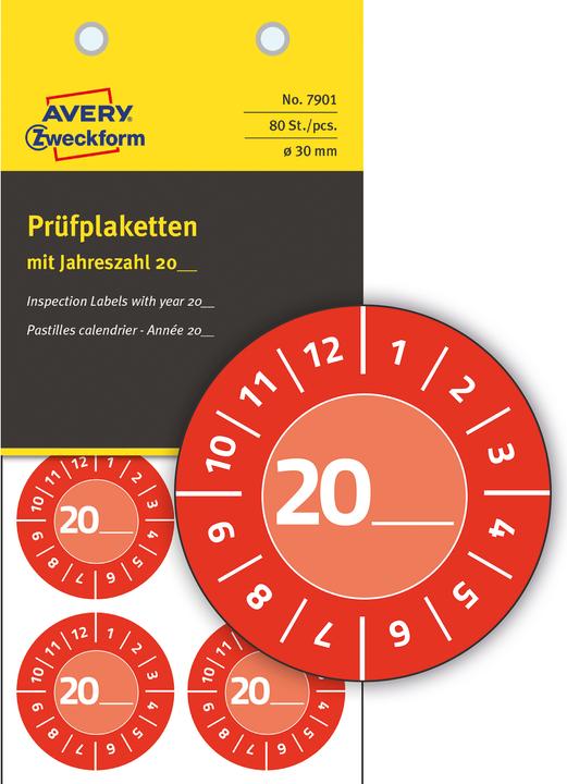 Actual product image Avery -Zweckform 80 St. Prüfplakette 20XX Rot (Ø) 30 mm 30 mm