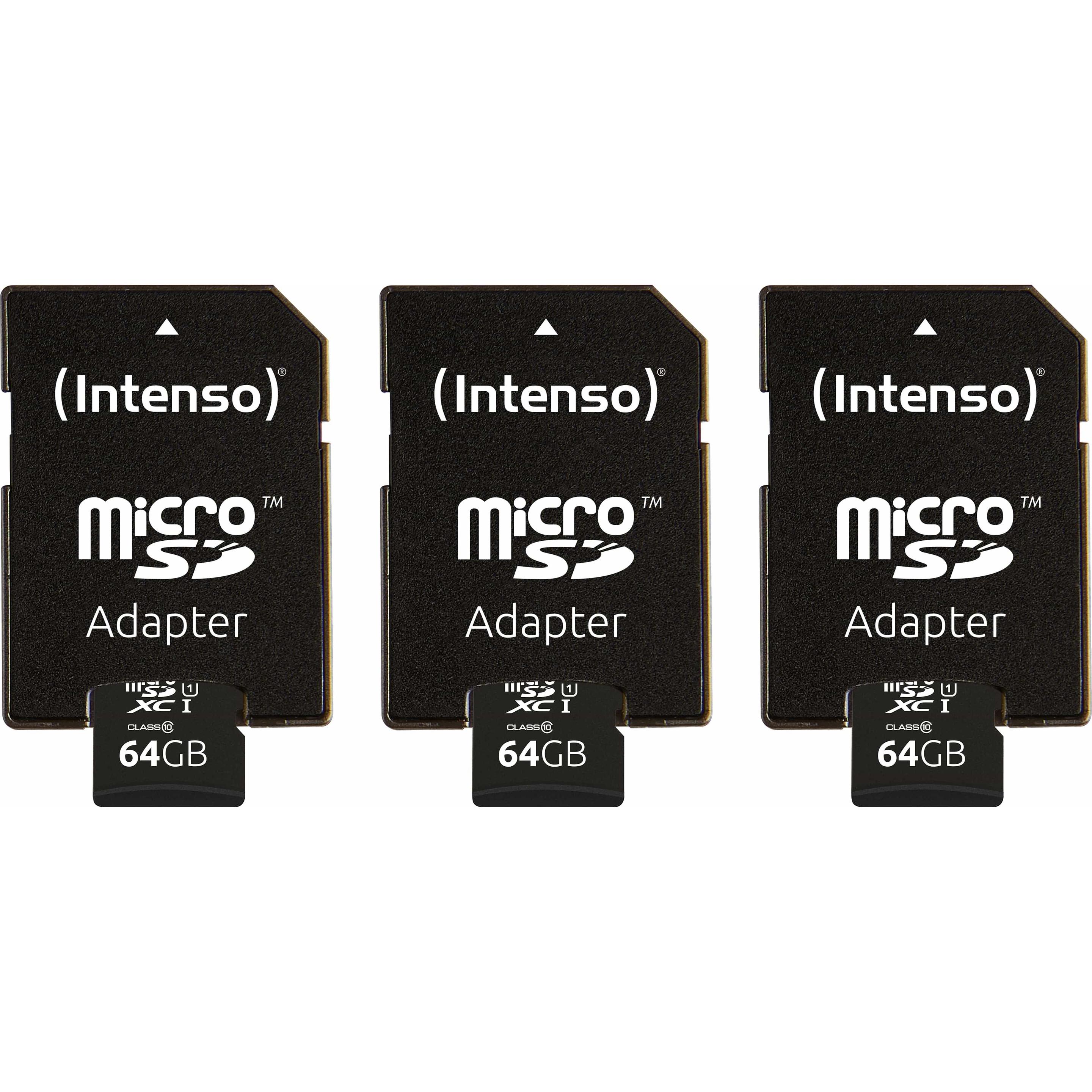 Intenso MicroSDXC Card 3423490, UHS-I, 64 GB 3erPack (64 GB, microSDXC, UHS-I), Speicherkarte