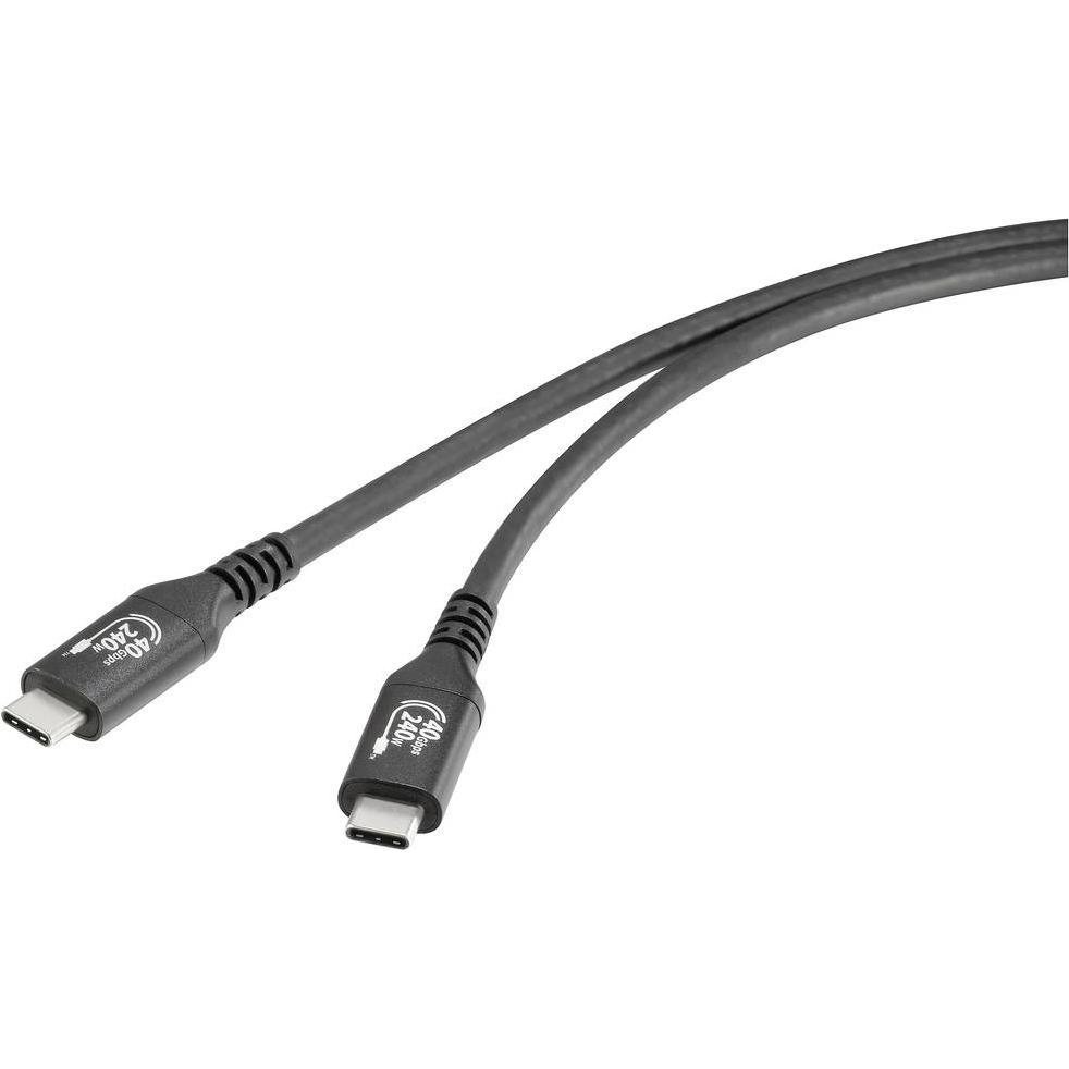 Renkforce USB-Kabel USB4 USB-C Stecker, USB-C Stecker 1.00 m Schwarz Aluminiu (1 m, USB 4.0), USB Kabel