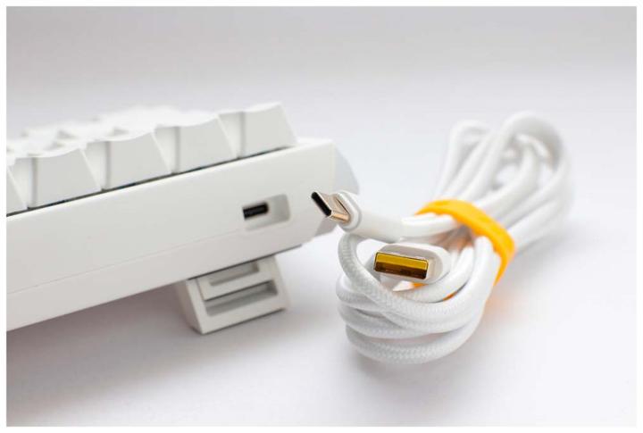 Actual product image Ducky One 3 Classic Pure White Mini Gaming Keyboard, RGB LED - MX-Red (US) (US, Cable)