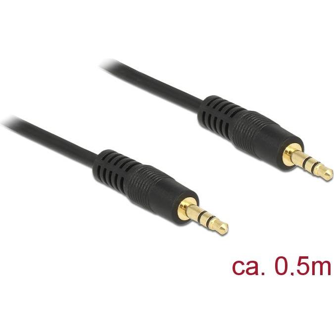 Delock Klinkenkabel 3 Pin Stecker > Stecker (0.50 m, 3.5mm Klinke (AUX)), Audio Kabel