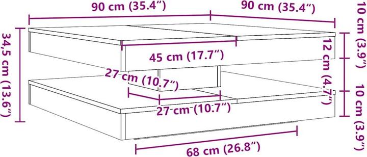 Immagine prodotto vidaXL Tavolino girevole a 360 gradi in rovere Artisan 90x90x34,5 cm