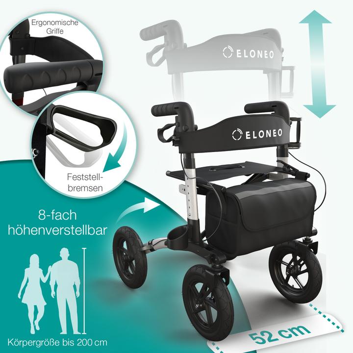 Actual product image Aktivshop Outdoor Rollator mit Luftbereifung, Silber