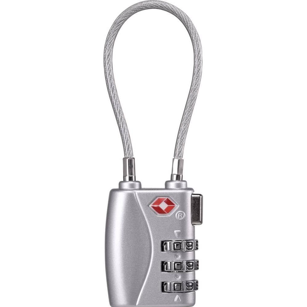 Sygonix, Vorhängeschloss, SY-5044450 Kabelschloss 33 mm TSA Silber Zahlenschloss