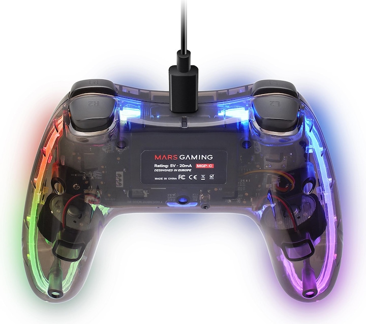 Actual product image Mars Gaming Manette De Jeu Filaire Mgp-C RGB (Transparent) (Mac, PC, Switch, Android, PS3)