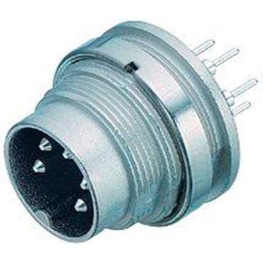 Schubiger Serie 680 4 pole M16 male panel mount, Elektronikkabel + Stecker, Silber