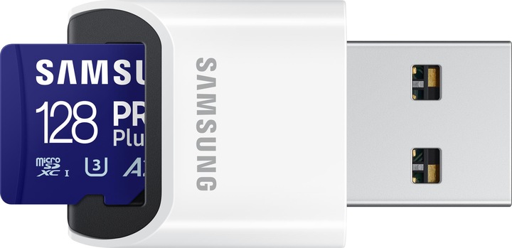 Productafbeelding Samsung PRO Plus met USB-kaartlezer (128 GB, microSDXC, U3, UHS-I)