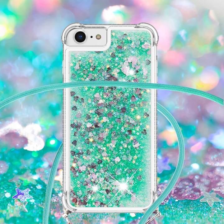 Actual product image Cover-Discount iPhone SE / 8 / 7 - glitter case with lanyard turquoise (Apple iPhone 7, Apple iPhone 8, Apple iPhone SE (2nd Gen))