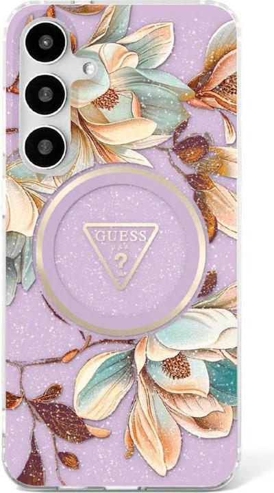 Image du produit Guess Etui Glitter Flowers Triangle Buttons MagSafe do Samsung Galaxy S25 fioletowy (Samsung Galaxy S25)
