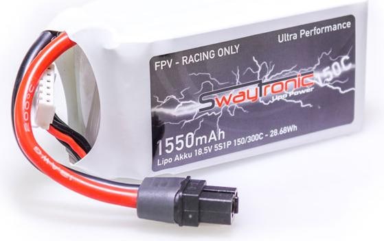 Produktbild Swaytronic FPV LiPo 5S 18.5V 1550mAh 150C XT60 (18.50 V, 1550 mAh)