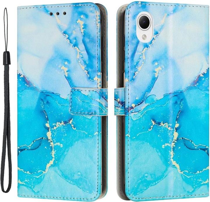 Actual product image Cover-Discount Galaxy A23e - Leather Case blue Marble (Samsung Galaxy A23e)