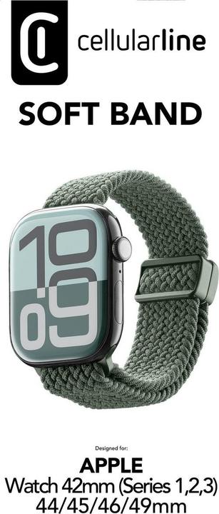 Immagine prodotto Cellularline Soft Band für Apple Watch (Serie 1/ 2/ 3) 44/ 45/ 46/ 49mm (Nylon, Sintetico)