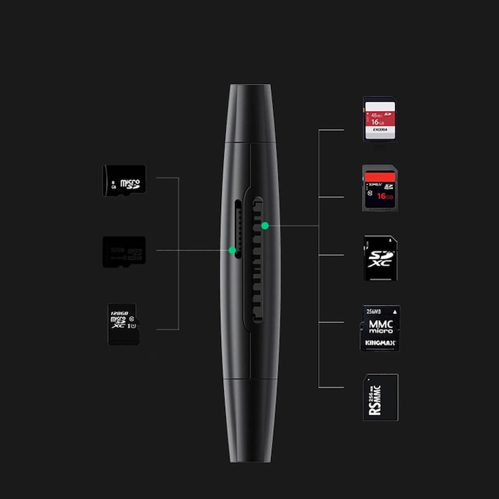 Immagine prodotto Ugreen CM304 Adattatore USB + USB-C Lettore di schede SD + microSD (nero) (USB-C)