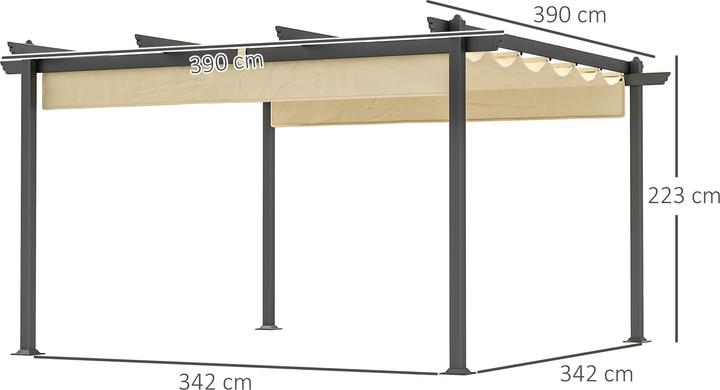 Immagine prodotto Outsunny Pergola Aluminium, Polyester Beige (390 cm, 390 cm)